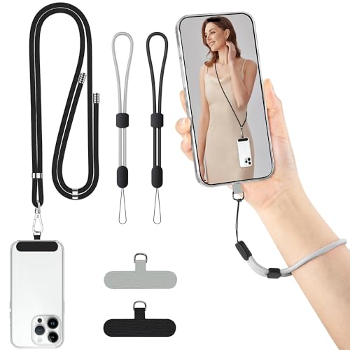 mylovetime Phone Lanyard, Adjustable Mobile Phone Lanyard Crossbody, Phone Neck Strap Include 2 Phone Wrist Strap Anti Theft with 2 Patches Compatible with Iphone Wrist Strap for Most Smartphones