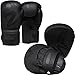 RDX Boxhandschuhe Pratzen Set, Handpratzen Boxen Kampfsport MMA Training, Maya Hide Leder, Schlagpolster Boxpads Kickboxen Boxpratzen, Trainerpratzen Schwarz Boxing Gloves Pads, Schlagkissen Muay Thai