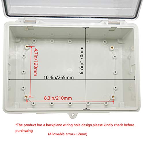Zulkit Junction Box Abs Plastic Dustproof Waterproof Ip65 Electrical Boxes Hinged Shell Outdoor Universal Project Enclosure Clear Cover With 2 Cable Glands 11.4 X 7.5 X 5.5 Inch(290X190X140Mm) #TOP4