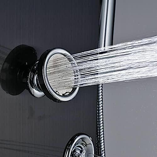 Sistema de ducha, torre de panel de ducha de acero inoxidable con grifo LED, sistema de masaje y lluvia, conjunto de boquillas - acabado cepillado, modelo 8009 (negro) miniatura 6
