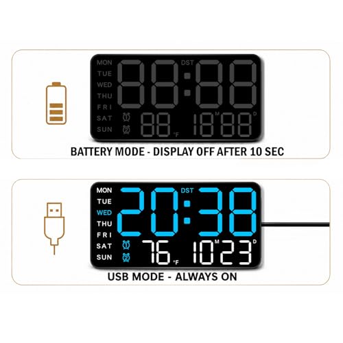 Image of Sehaz Artworks Digital Alarm Clock for Living Room Stylish | Electric Digital Wall Clock for Hall |Table Clock for Home |Alarm Clock for Heavy Sleepers |Alarm Clock for Bedroom |Digital Watch - Orange