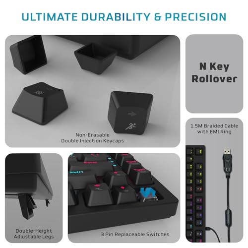 Image of EvoFox Katana X2 TKL Mechanical Gaming Keyboard | 3‑Pin Replaceable Clicky Blue Switches, Dynamic Backlighting, All Keys Anti‑Ghosting, Volume Knob, Copilot, Xbox Gamebar, Screenshot & More (Black)