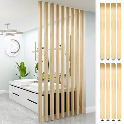 8 Pack Wood Wall Divider Slats - Floor to Ceiling Room Partition Screens for Privacy, Decorative Room Separation, Ideal for Hotels & Offices