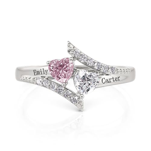 Jeulia Customized Birthstone Rings for Women Personalized Mother's Day Gifts Custom Name Engraved Rings for Anniversary Friendship Gifts with Jewelry Box2