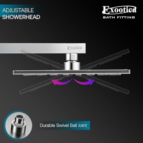 Image of Stainless Steel 304 Shower Head | 1Pc, 6 x 6In Size, Silver | Heavy Metal, Ultra Slim Square Luxury Bathroom Overhead Shower - Lesha