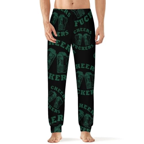 Cheers Fuckers St Day Partick Men's Pajama Pants Lounge Pant Sleepwear PJ Bottoms