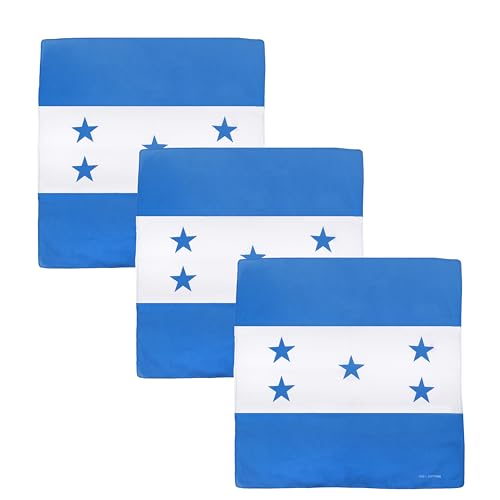 Motique Accessories Set of 3 Large Cotton Bandanas - Caribbean Flags (Honduras Flag)