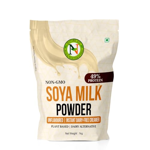Image of Nature Vit SOYA Milk Powder, 1 kg [Plant-Based / Vegan Milk Alternative, Non-GMO & 49% Protein & Sugar Free]