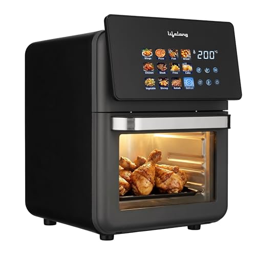 Lifelong Air Fryer Oven 10L | 12 Preset Modes | 1350W Power | Healthy Low Oil Cooking, Rapid Air Technology, Glass Lid | LED Touch Display | Nonstick 