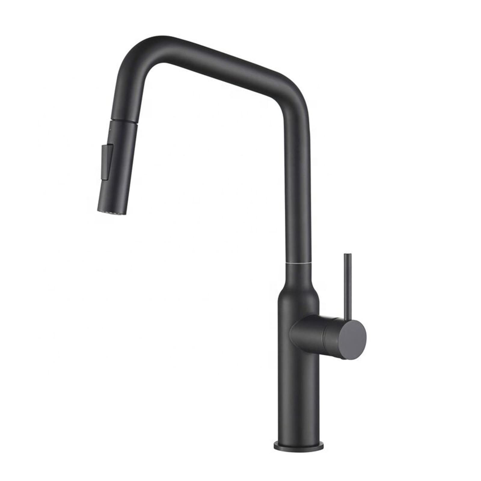 VDOQTLJT Single Handle Kitchen Sink Faucet Matt Black 360 Degree Swivel with Pull Down Sprayer Brass