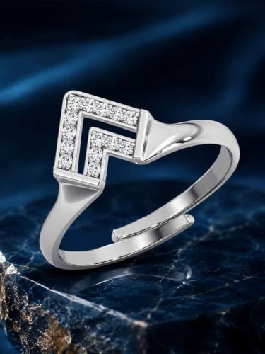Image of Clara 925 Sterling Silver Minimal Adjustable Ring for Women Platinum Plated