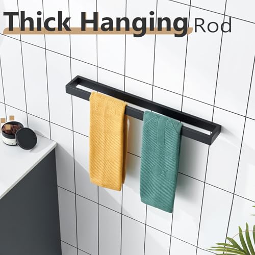 Image of KOKOSIRI Towel Bar Matte Black Bath Towel Holder 20-Inch Kitchen Rack Stainless Steel for Bathroom Hardware Wall Mounted, 1 Pack B4008BK-L20