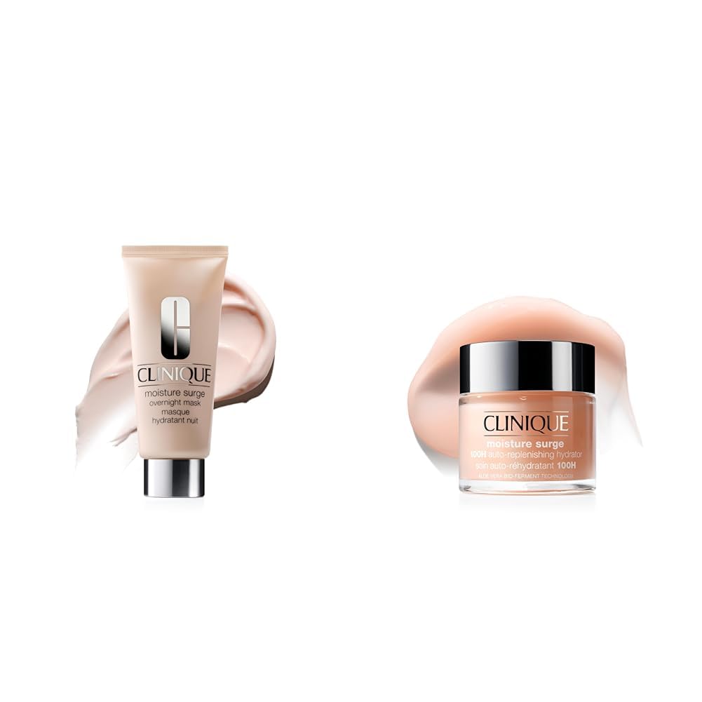 Clinique Moisture Surge™ Set: Overnight Mask (100ml) + 100H Auto-Replenishing Hydrator (75ml) | Intensive Feuchtigkeitsmaske für die Nacht + Ölfreie Feuchtigkeitspflege mit Hyaluronsäure & Aloe Vera