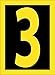 NMC National Marker Corp. RN153 Number, 3, 1.5 Reflective Yellow Black, PS Vinyl