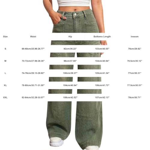 Pantalones cargo de mujer en verde lavado con bolsillos y de corte holgado estilo vintage 4