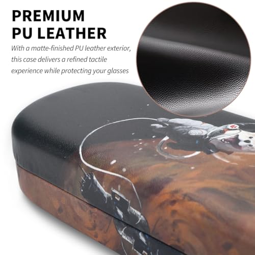 Image of Hard Shell Glasses Case - Shockproof PU Leather Eyeglass Case Holder Portable With Glass Clean Cloth for Men & Women