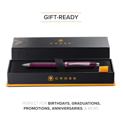 Image of Cross Century II Midnight Plum with Polished Chrome Appointments Refillable Ballpoint Pen - Medium Point, Black Ink, Presented in a Luxury Gift Box