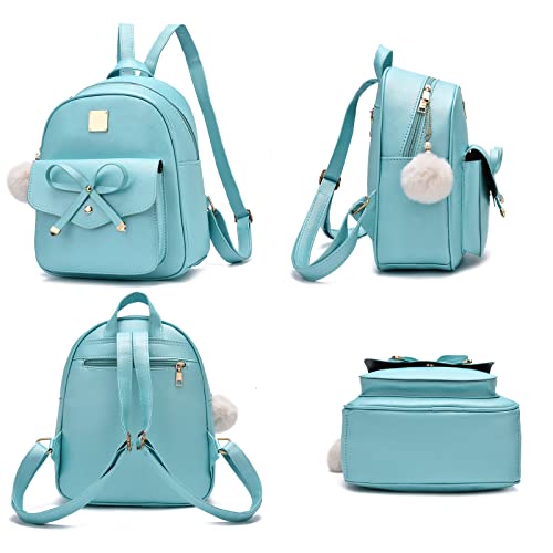 Image of I IHAYNER Girls Bowknot 3-Pieces Fahsion Leather Backpack Backpack Purse for Women Rucksack for Ladies Shoulder Bag