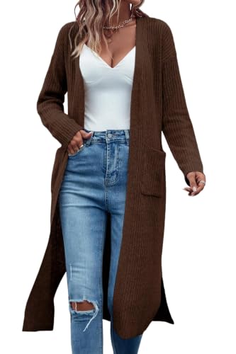 Image of Danedvi Long Cardigan Sweaters Women Trendy Open Front Coat with Pockets