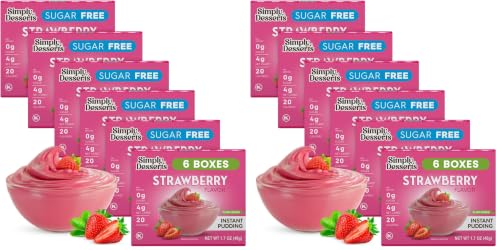 Image of Simply Desserts Strawberry Instant Pudding, Sugar-Free, 12-Pack - Healthy Dessert, Keto Snacks, Vegan & Diabetic-Friendly, Kosher, 1.7 Oz Ea