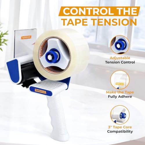 Image of Tape King Packing Tape Dispenser Gun - Handheld Tape Gun with 1 Bonus Clear Packaging Tape (2 Inch Wide) - Shipping Tape for Sealing, Storing, and Moving Boxes, 1 Pack