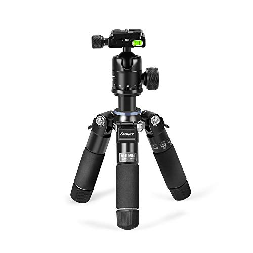 Fotopro 47cm Trípode Portátil, Mini Tripode de Aluminio, Compacto Ligero Tripod con Rótula para Canon, Nikon, Sony cámara, Capacidad de Carga: 8 kg, Negro