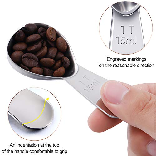 Patelai 3 Pieces Coffee Scoop Tablespoon Measuring Spoons Stainless Steel Coffee Scoops Short Handle Tablespoon for Tea Sugar Kitchen Gifts(15 ml,Silver) - Image 4