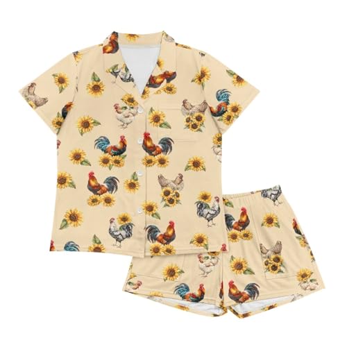 Image of Women's Short Sleeve Sleepwear Pajamas Nightwear with Pockets | skin-friendly breathable material resists pilling fading and deformation after repeated washing