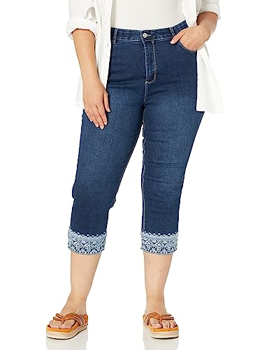 Women's Plus Size Jean Lea Crop Emb