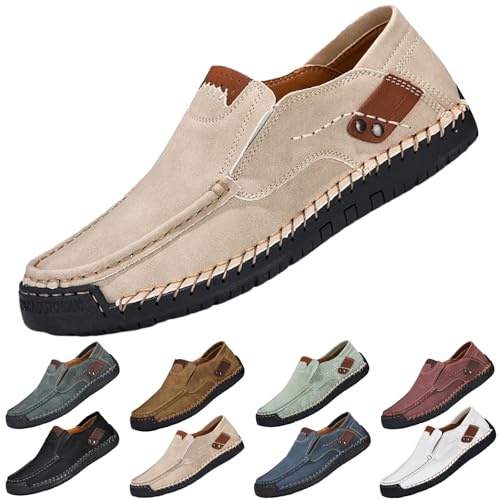 Mocasines de cuero para hombre, zapatos casuales...