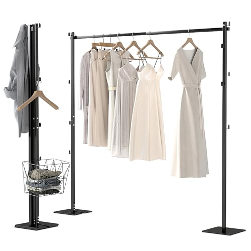 BAOYOUNI 折り畳み 室内干し コンパクト収納 使用時：約W95‐173×D25×H160cm 組み立て簡単 ブラック 3WAY 物干しスタンド