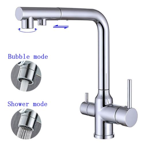 Grifo de cocina de 3 vías con osmosis y ducha extraíble cromada 4