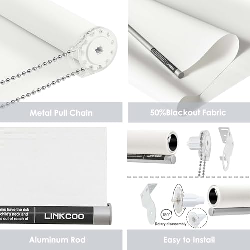 Linkcoo 50% Blackout Roller Window Shades thumb #3