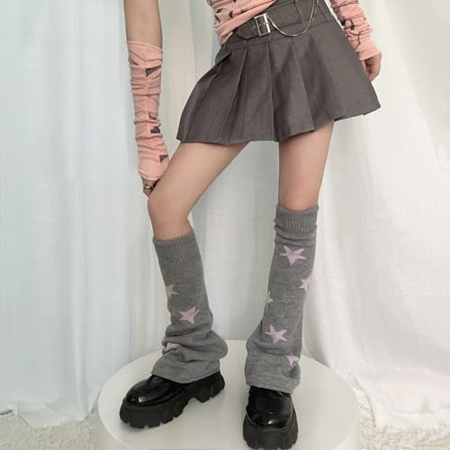 Image of WODECASA Girls Kawaii Leg Warmers Knitted Flared Leg Sleeves Goth Crochet Baggy Cuff Ankle Heap Socks