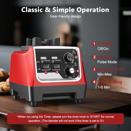 Image of 1800W Blender for Smoothies, Countertop Blenders for Kitchen with 70 Oz BPA-Free Pitcher and 20 oz To-Go Cup, 28000 RPM High-Speed Motor Blender for Ice Crushing, Milkshakes(Red)