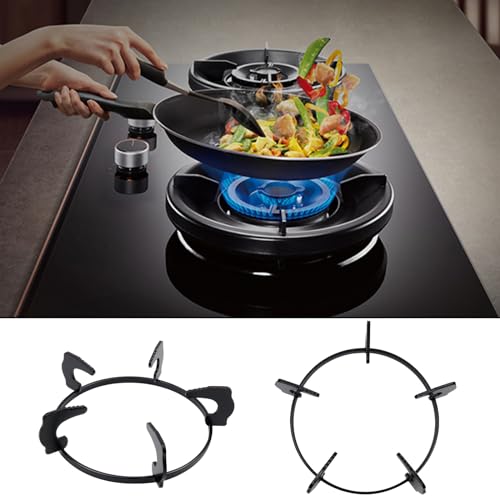 Risbay Cast Iron Gas Stove Wok Rack,7.28Inch Wok Support Ring Brackets,Milk Pot Wok Support Holder,Black