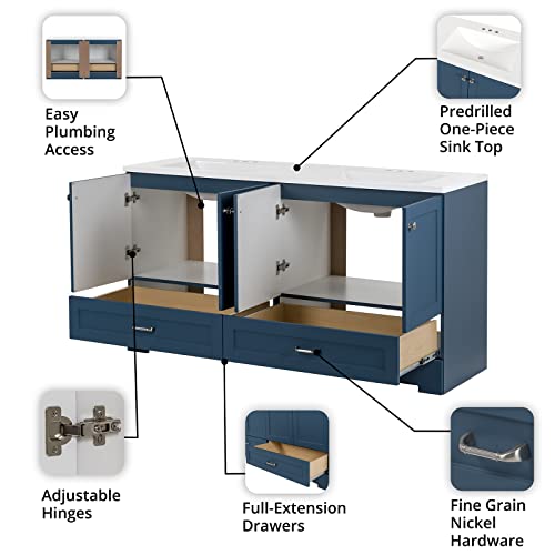 Spring Mill Cabinets Emlyn Bathroom Vanity With Sink, Admiral Blue #TOP4