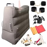 Aufblasbares Sex Kissen mit Dildo Halterung, Sexstellungen Kissen mit BDSM Set – Multifunktionskissen für Paare Inkl.4 Fesseln&2 elastische Bänder, Tragbares Sexspielzeug Sexmöbel für drinnen&draußen