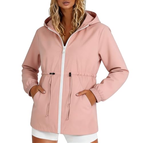 Chaqueta impermeable mujer con capucha para otoño ligera y transpirable