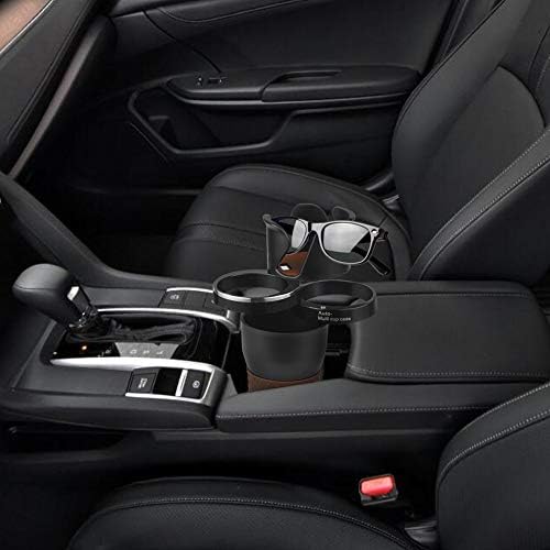 GES Multifunctional Car Cup Holder, Drink Holder , 4 in 1 Vehicle-Mounted Water Cup Holder Extender Organizer 360°Rotating Adjustable Base Bottles Rack for Car Intentior (Black)