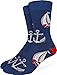 Good Luck Sock Men's Anchors & Boats Crew Socks,Large (Shoe size 7-12),Navy Blue
