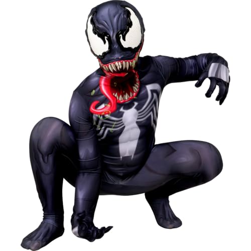 MARVEL Venom Official Youth Zentai Halloween Costume - Deluxe Two-Way Stretch Spandex with Invisible Zippers and Wrist Openings - L (12-14) by Jazwares Costume Play - Used condition - Image 3