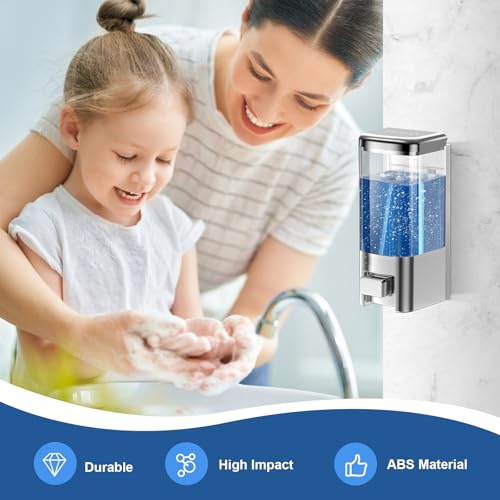 SVAVO Wall Mounted Soap Dispenser - Manual Kitchen Bathroom Soap Dispenser Hand Sanitizer Dispenser with Anti-Leakage Nozzle Container for Liquid/Gel/Shampoo/Shower Gel/Lotion/Cleaner, 17.oz/500ml by SVAVO - Used condition - Image 5