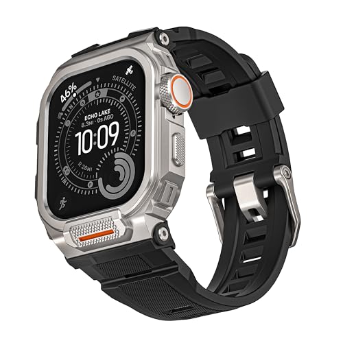 ���ȃ��^���o���h Apple Watch Ultra 3/2/1�Ή� �o���h 49mm �ϏՌ� ���h�~ �o���p�[ �V���R���X�|�[�c�o���h�t�� iWatch�p (�`�^���u���b�N 46mm-s11/s10)