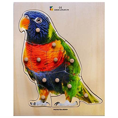 BSM- Juego Empotrado – Puzzle de Loro, Color Madera (E72510250)