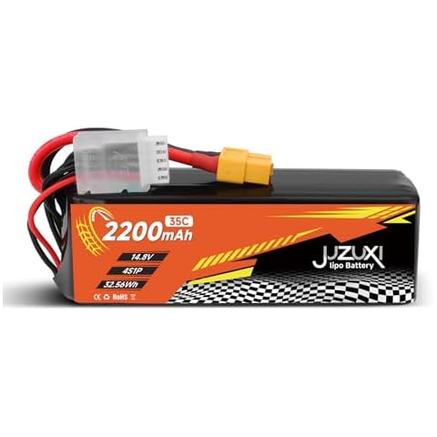 JUZUXI 14.8V Lipo Battery 2200mAh 4S 35C Rechargeable Lithium Polymer Battery with XH & XT60 Connector Compatible with RC Car RC Boat Quadcopter Helicopter Airplane RC Models Cover