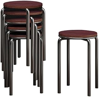 Rukulin Stacking Stool Set - Stackable Nesting Stools/Flexible Seating for Home, Office, Classrooms - Plastic/Metal 17.75" (Pack of 6) Brown