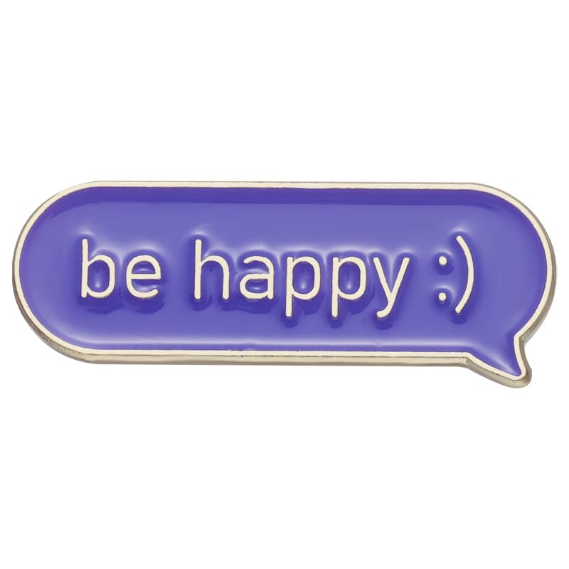 Image of Be Happy Little Enamel Pins Purple Dialogue Bubble Badge Brooch For Friends