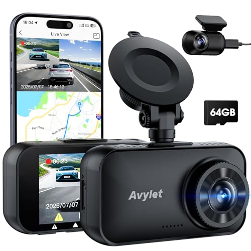 Avylet 4K/2.5K+1080P Dashcam Auto Vorne Hinten, 5GHz WiFi/APP...