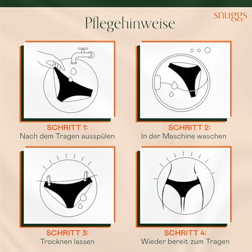 snuggs® Basics | Periodenunterwäsche für Starke Blutung | Dünne und saugstarke Menstruationsunterwäsche | Periodenunterwäsche aus recyceltem Nylon | Nachhaltige Alternative zu Tampons und Binden | M